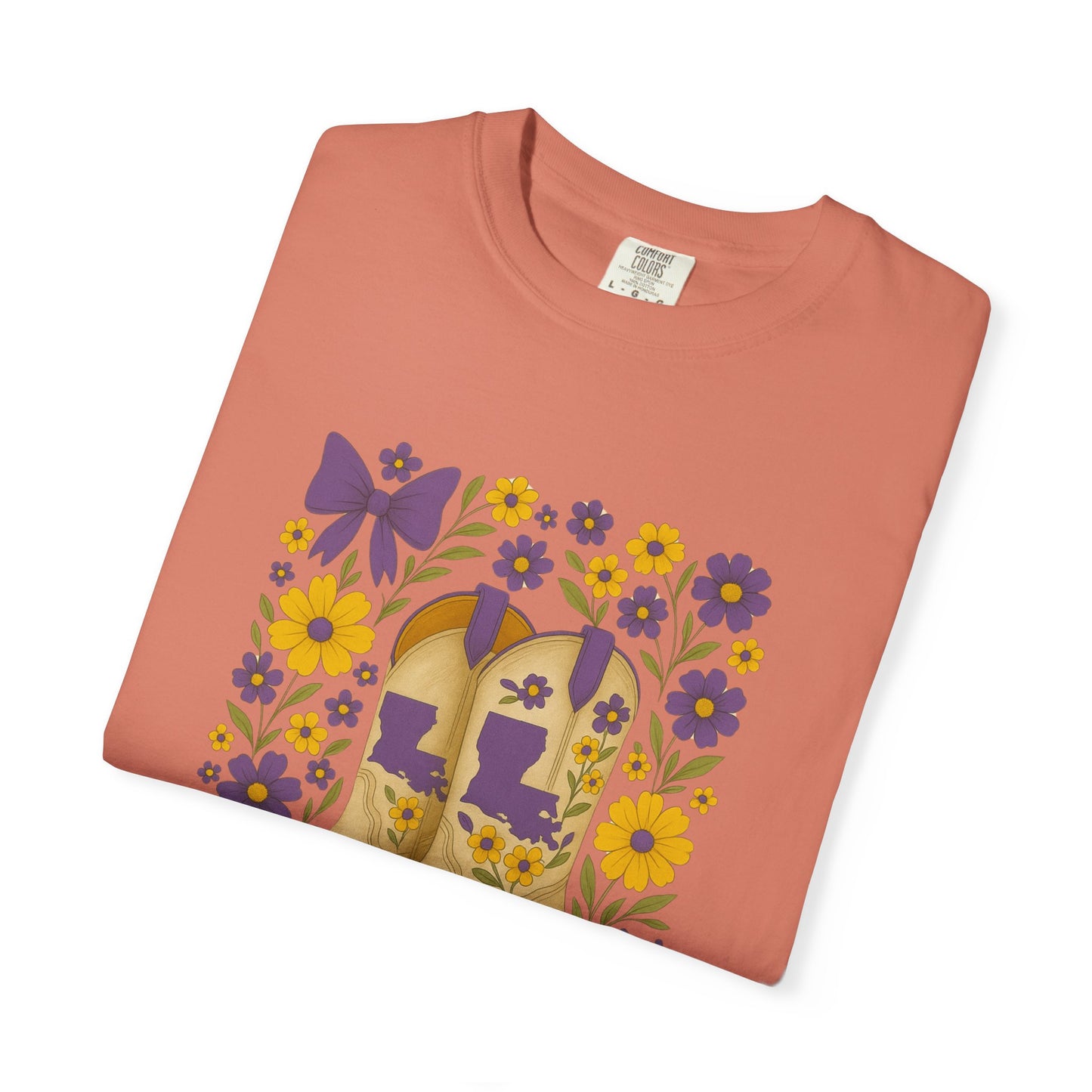 T-Shirt - Western Floral Boot T-Shirt, Vintage Graphic Shirt, Gift for Cowgirl, LSU Tigers, Louisiana Game Day