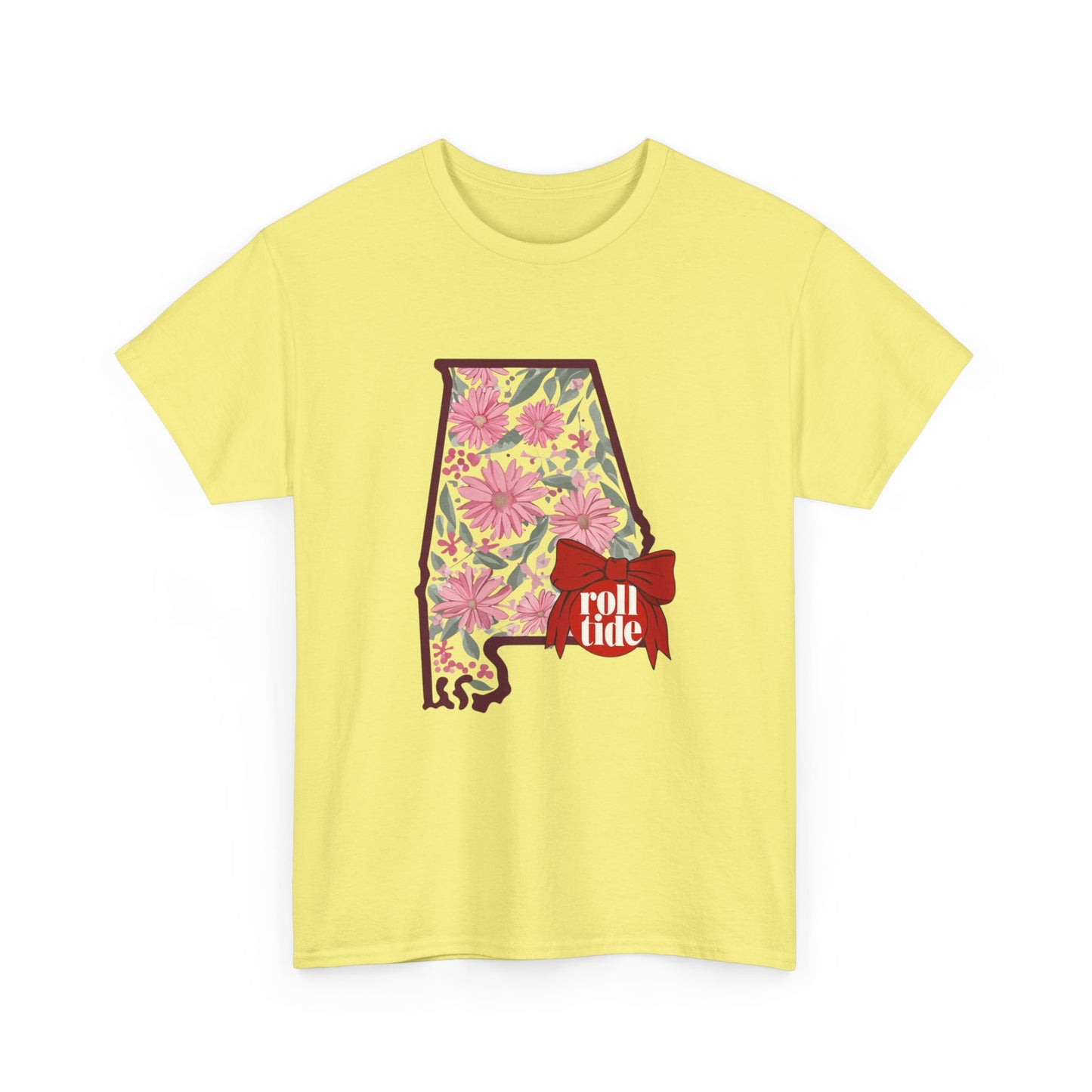 Floral Alabama Tee - Roll Tide Unisex Heavy Cotton T-Shirt, Casual Wear, Game Day Outfit, College Apparel, Southern Pride