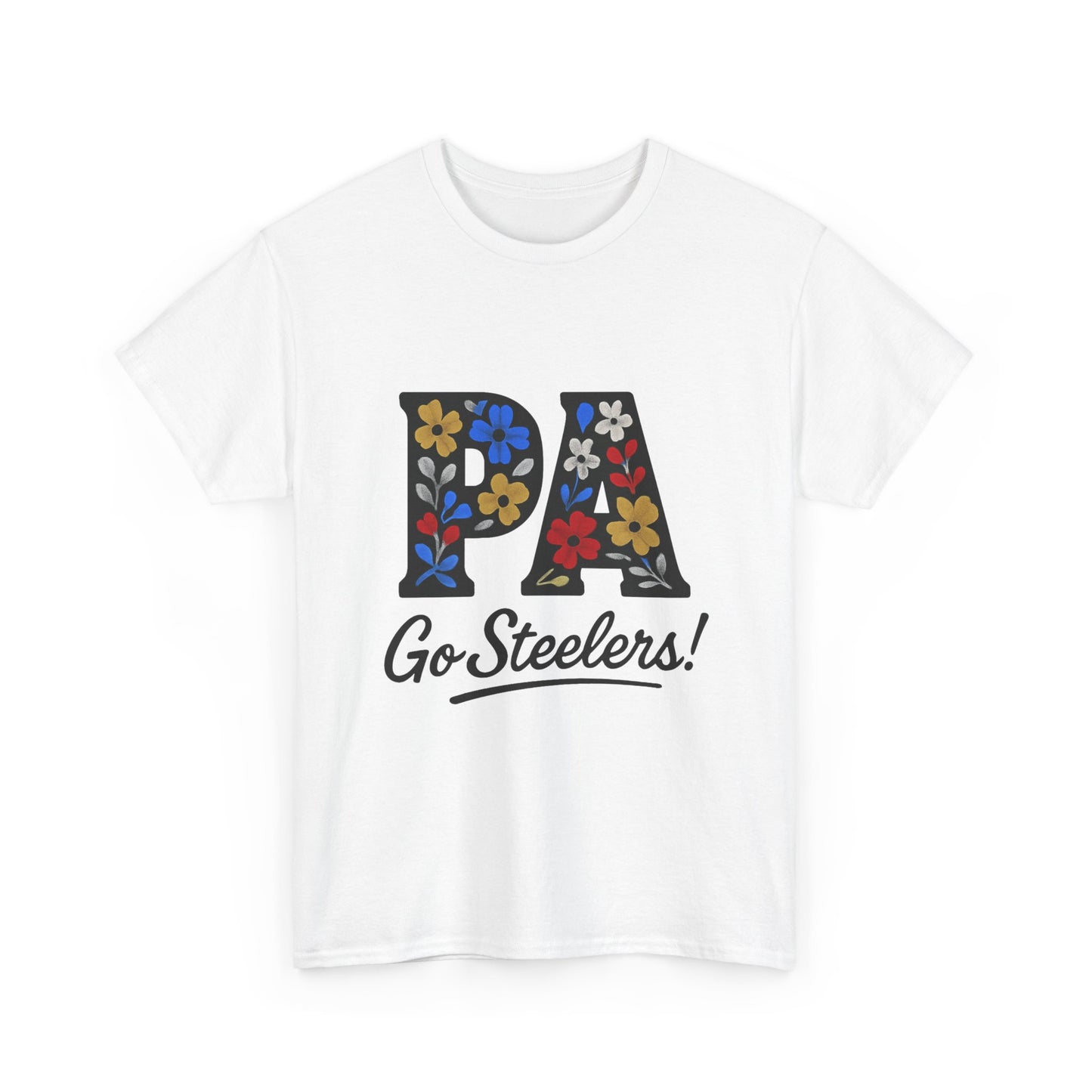 Sports Fan Tee - Floral PA Go Steelers Unisex Heavy Cotton Tee