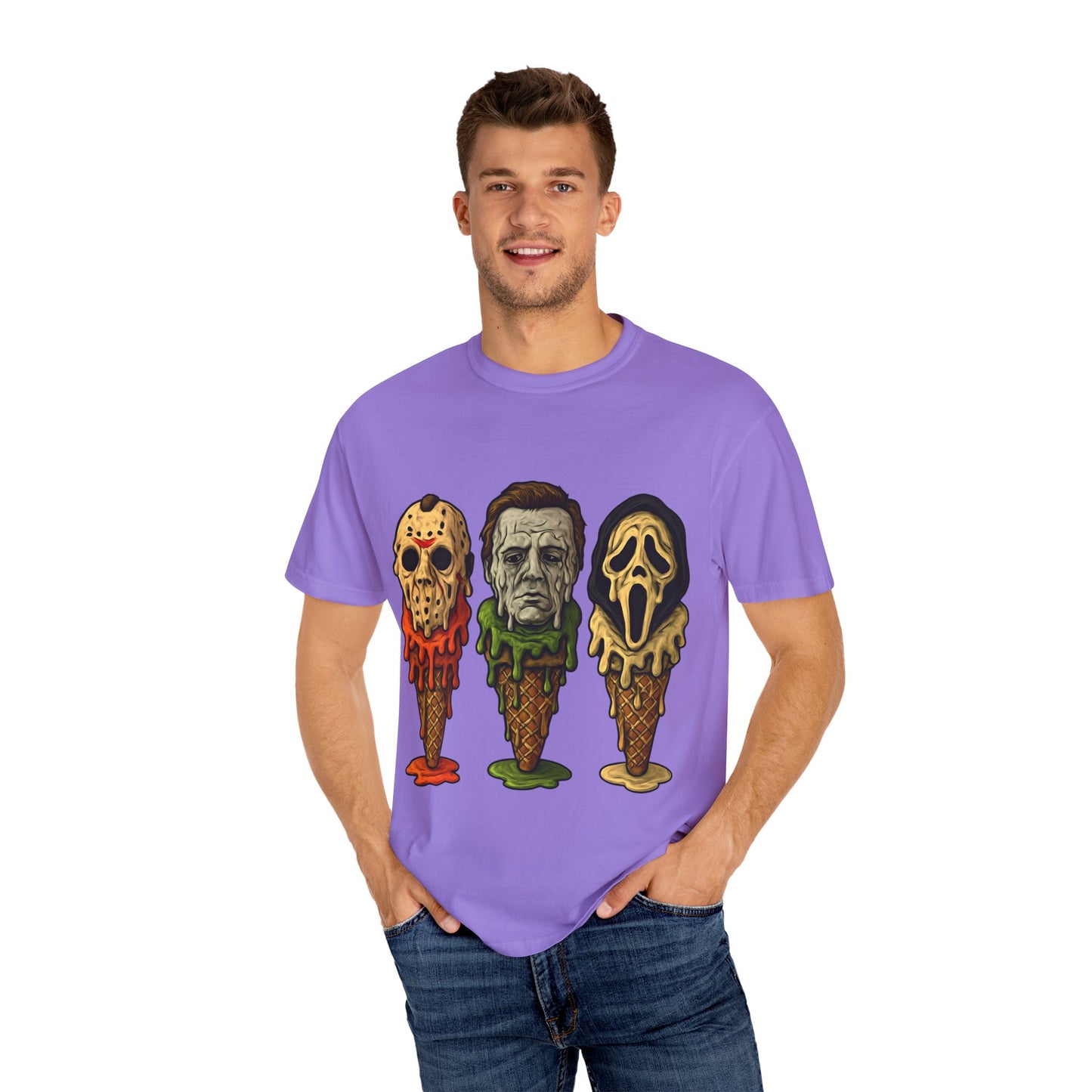 Halloween Horror Movie T-Shirt with Iconic Characters, Unisex Casual Tee for Gifting, Summer Fun, Halloween Costume, Movie Lovers