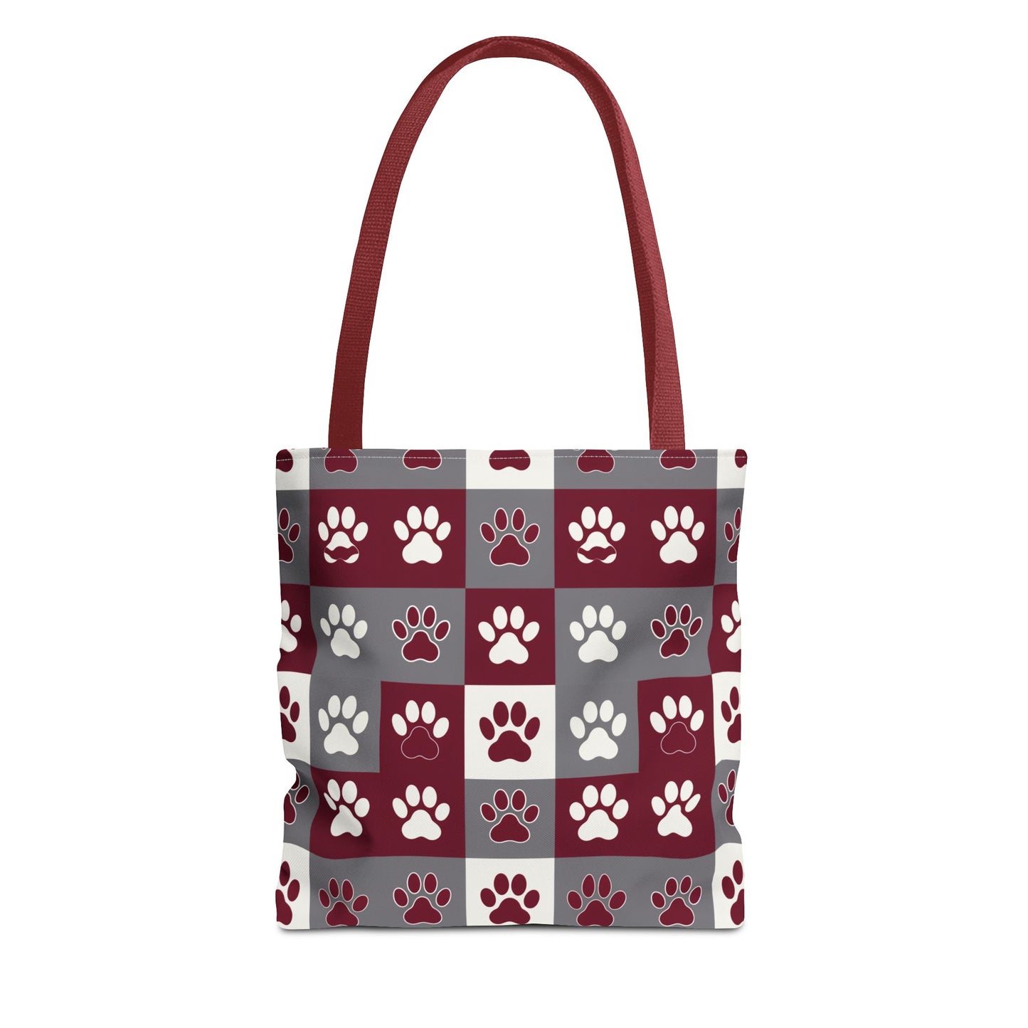 MS Bulldog Tote Bag - AOP, Paw Print Design, Reusable Shopping Bag, Mississippi Bulldog Fan, Animal Lover Accessory