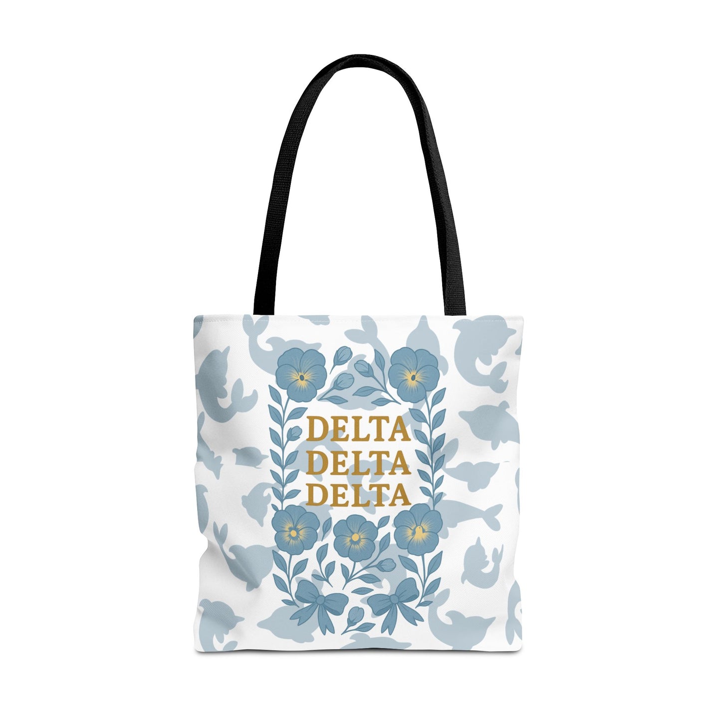 Delta Delta Delta Floral Tote Bag | Sorority Gift | Reusable Shopping Bag | Summer Accessory | Eco-Friendly Bag | Stylish Storage