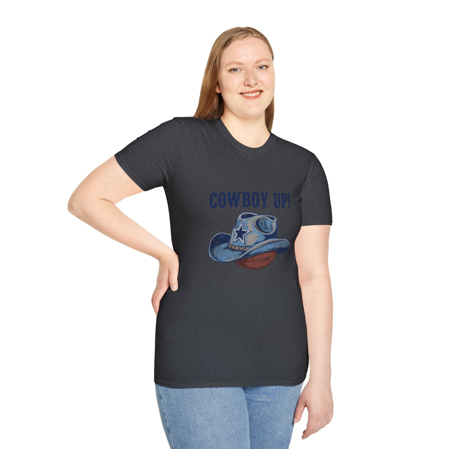 Cowboy Up! Unisex Softstyle T-Shirt - Casual Western Tee for Rodeos, Country Events, Fun Graphic Shirt, Everyday Wear