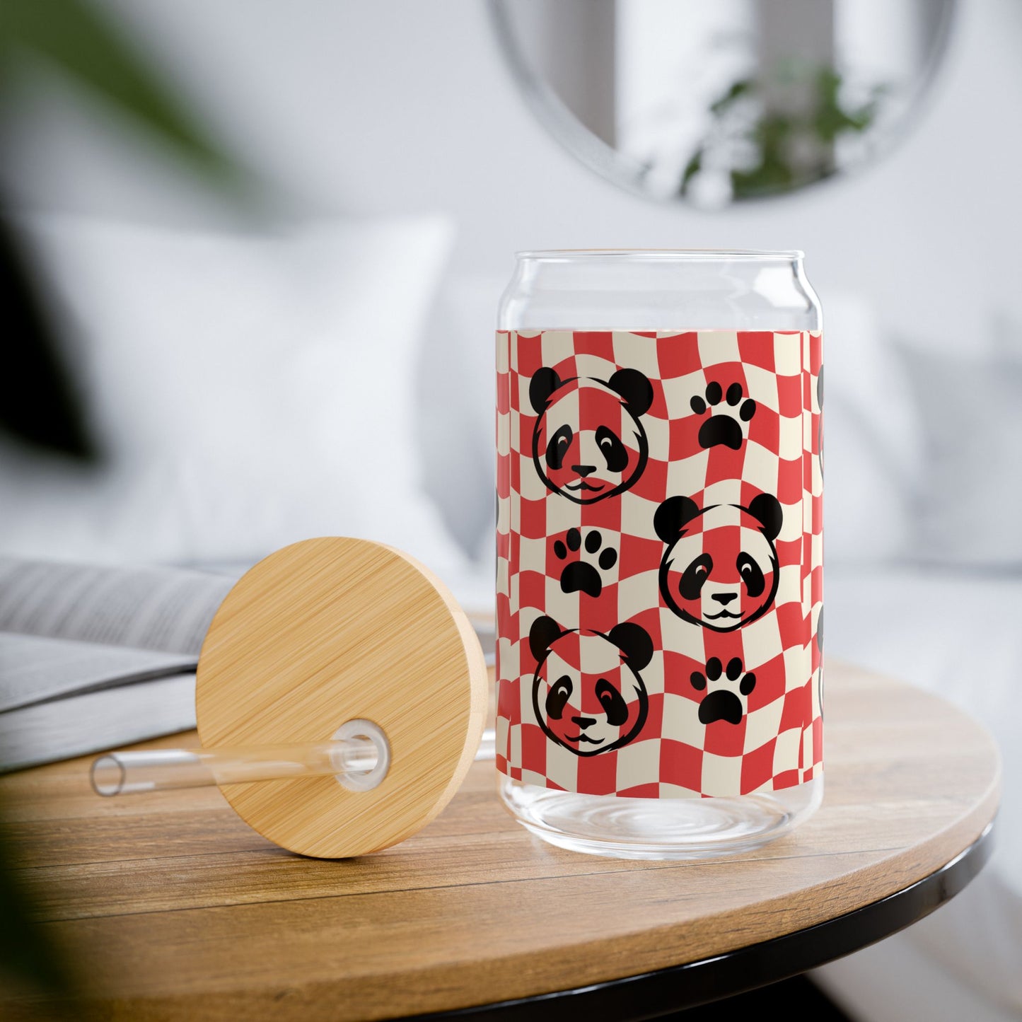 AOPI Cute Panda Sipper Glass, 16oz | Fun Beverage Container, Gift for Animal Lovers, Eco-Friendly Drinkware, Summer Party Essentials