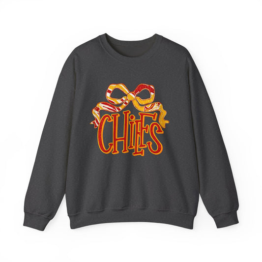 Chic Bow Design Unisex Sweatshirt, Cozy Fall Apparel, Holiday Gift, Casual Wear, Comfortable Style, Unique Sweatshirt