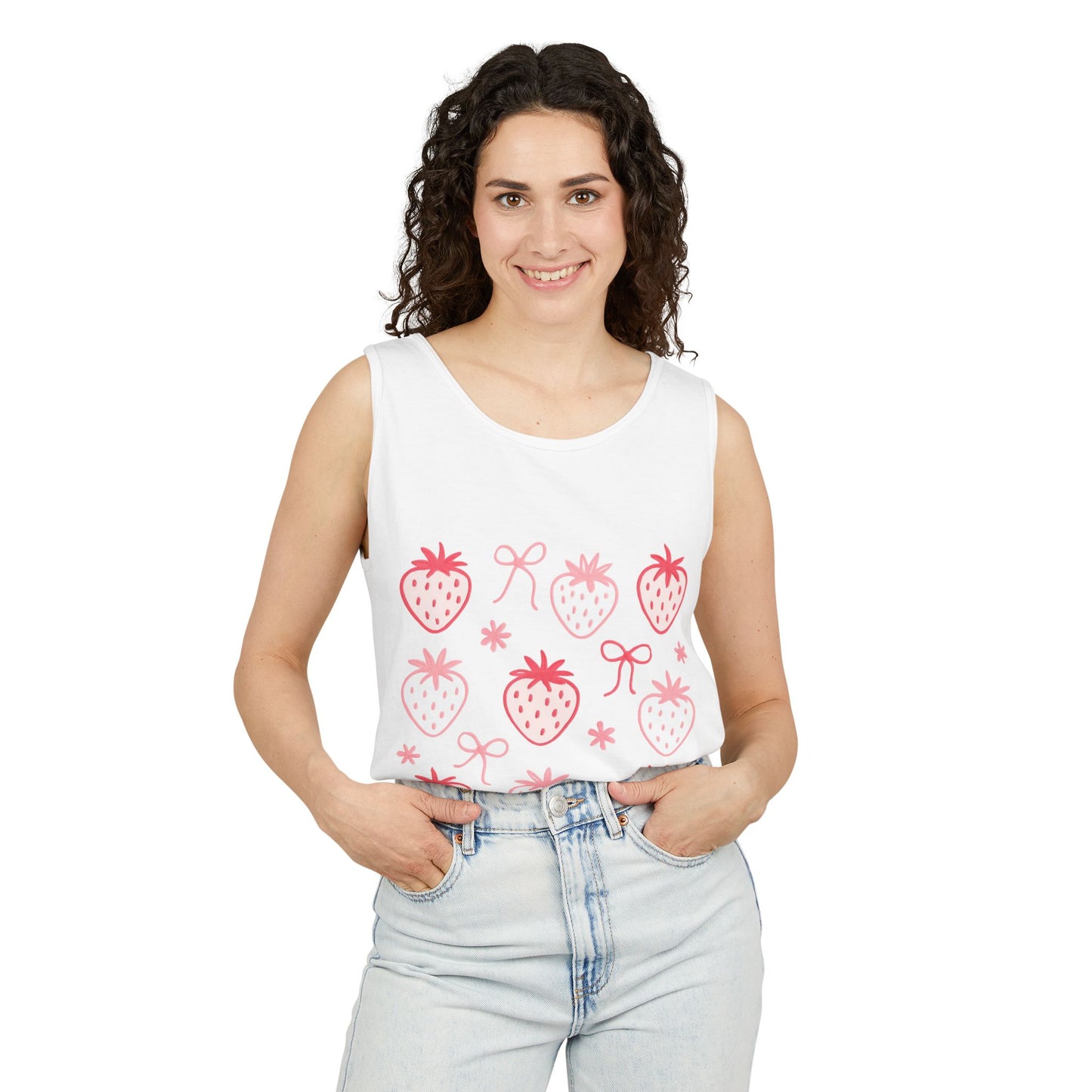Strawberry Print Tank Top - Summer Vibes Beachwear