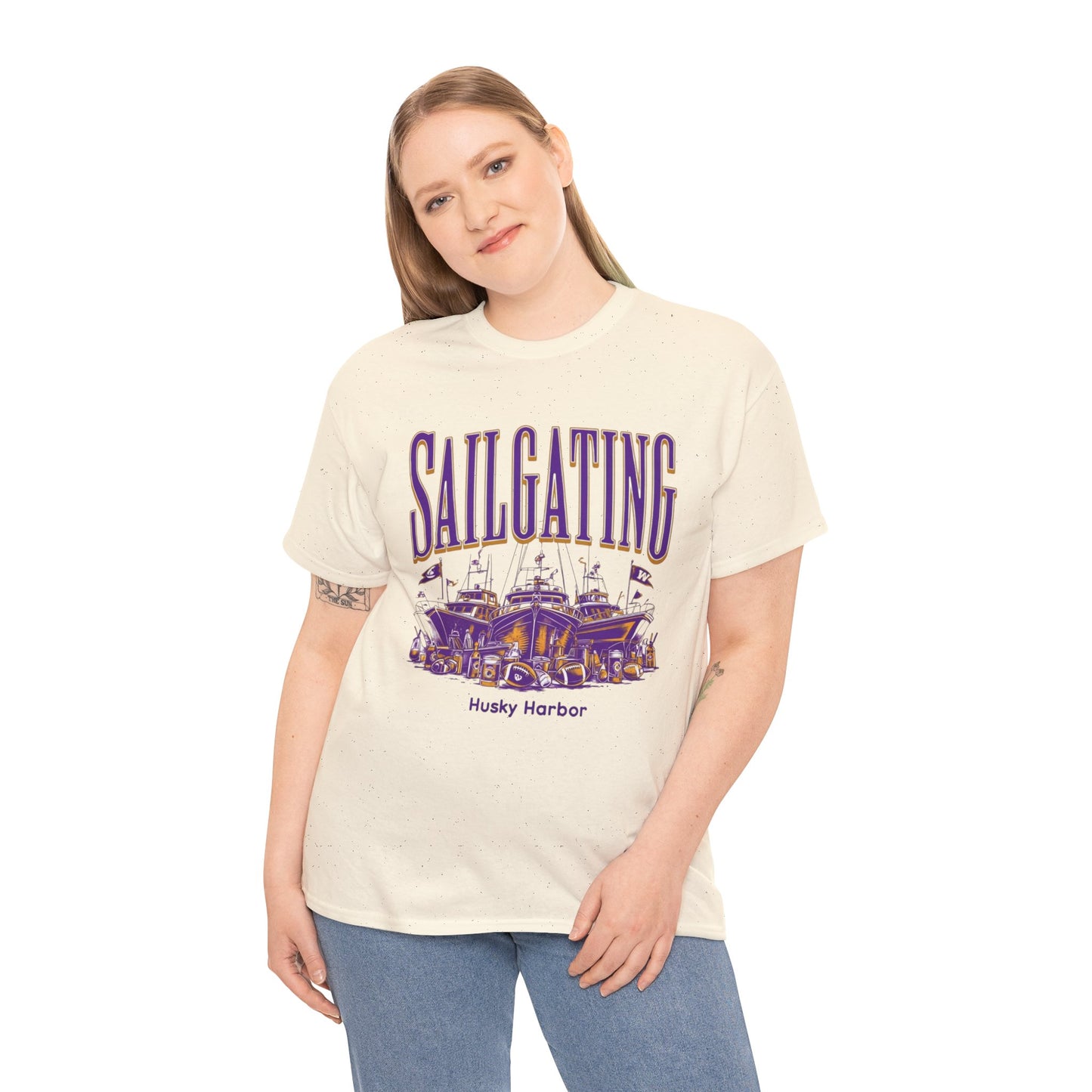 Sailgating Tee - Washington Huskies Unisex Heavy Cotton Shirt