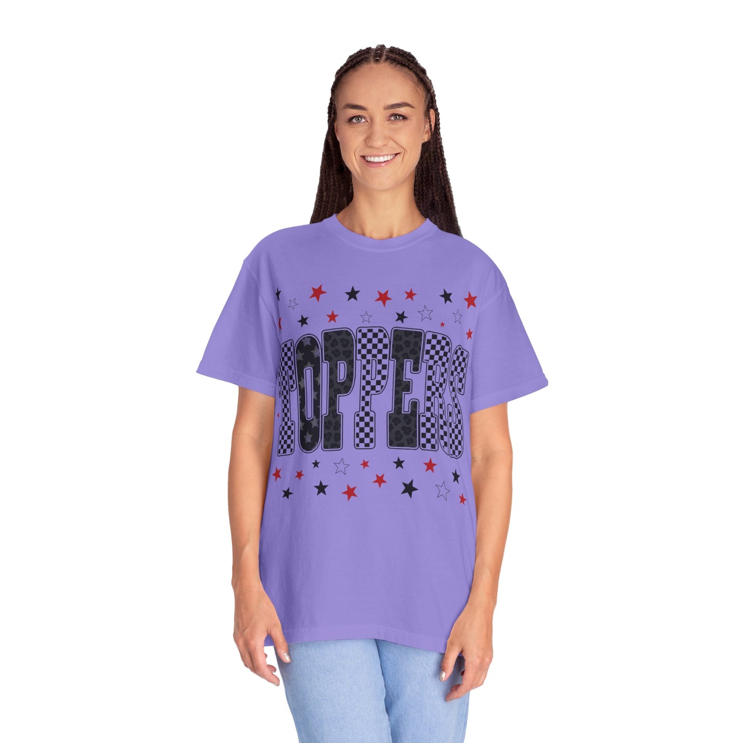 Topper Star and Checker Pattern Graphic Tee