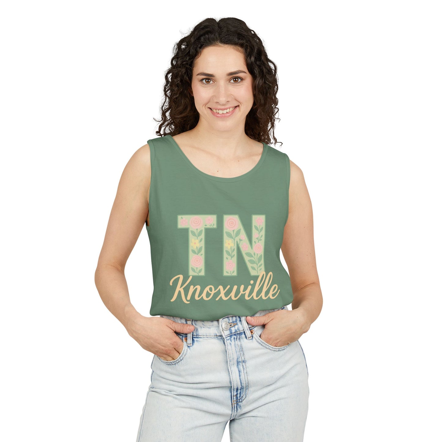 Tennessee Floral Tank Top, Unisex Sleeveless Shirt, Summer Tee, Casual Wear, Gift for Her, Comfort Colors, Graduation Gift, Rocky Top