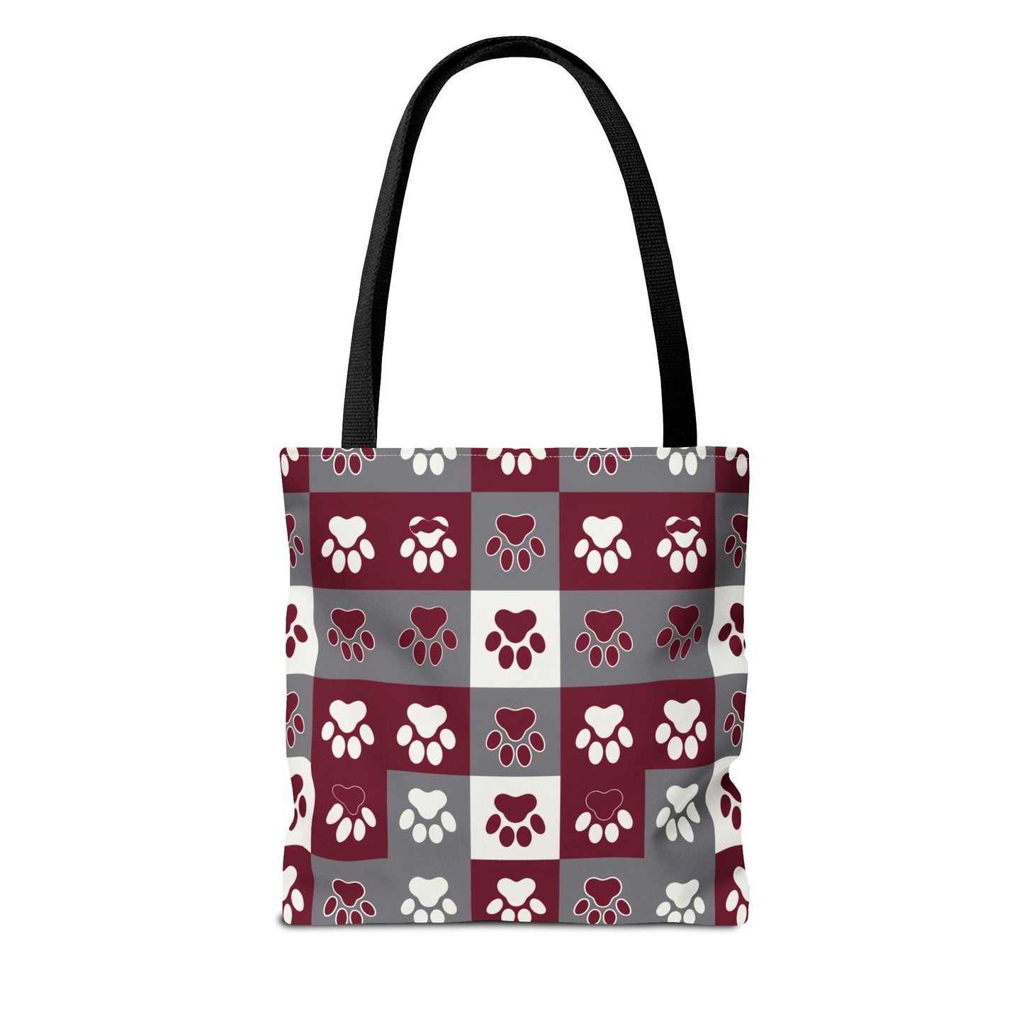 MS Bulldog Tote Bag - AOP, Paw Print Design, Reusable Shopping Bag, Mississippi Bulldog Fan, Animal Lover Accessory