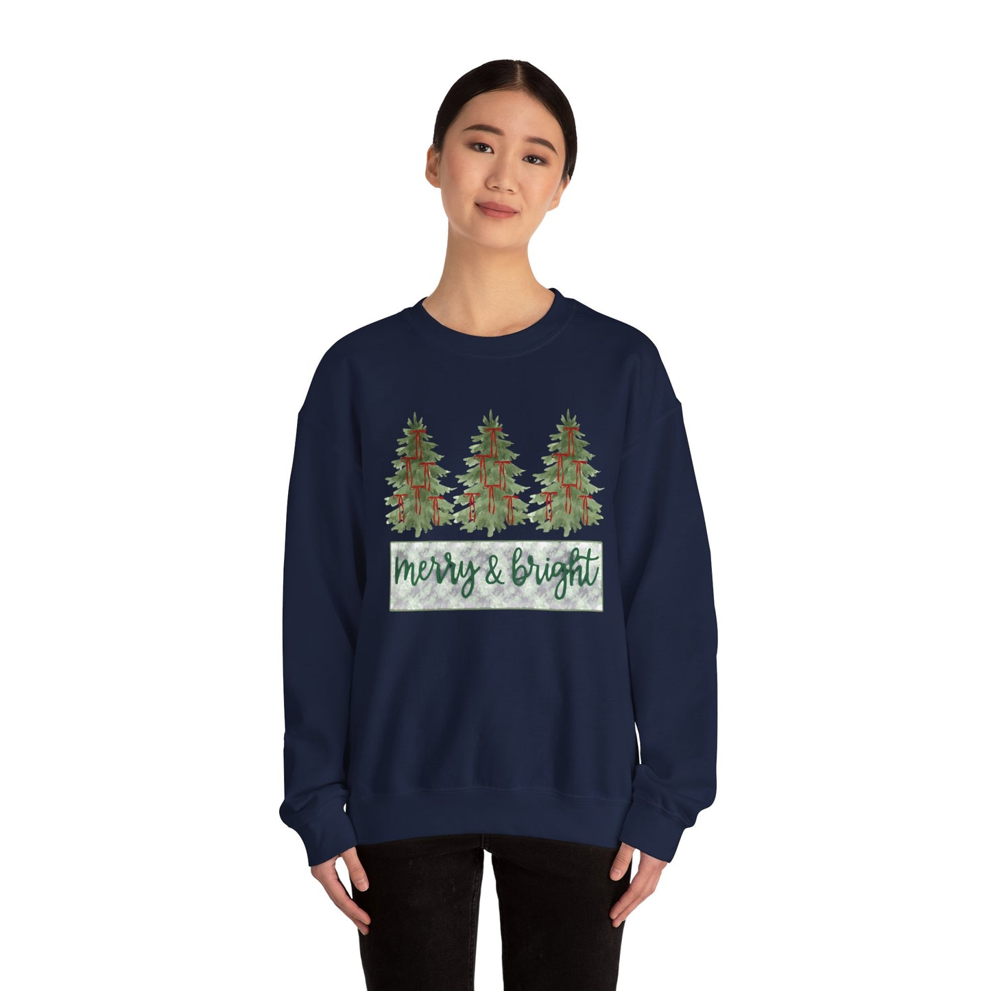 Merry & Bright Crewneck Sweatshirt | Cozy Holiday Gift, Unisex Apparel, Christmas Sweatshirt, Festive Fashion, Winter Wardrobe Essential