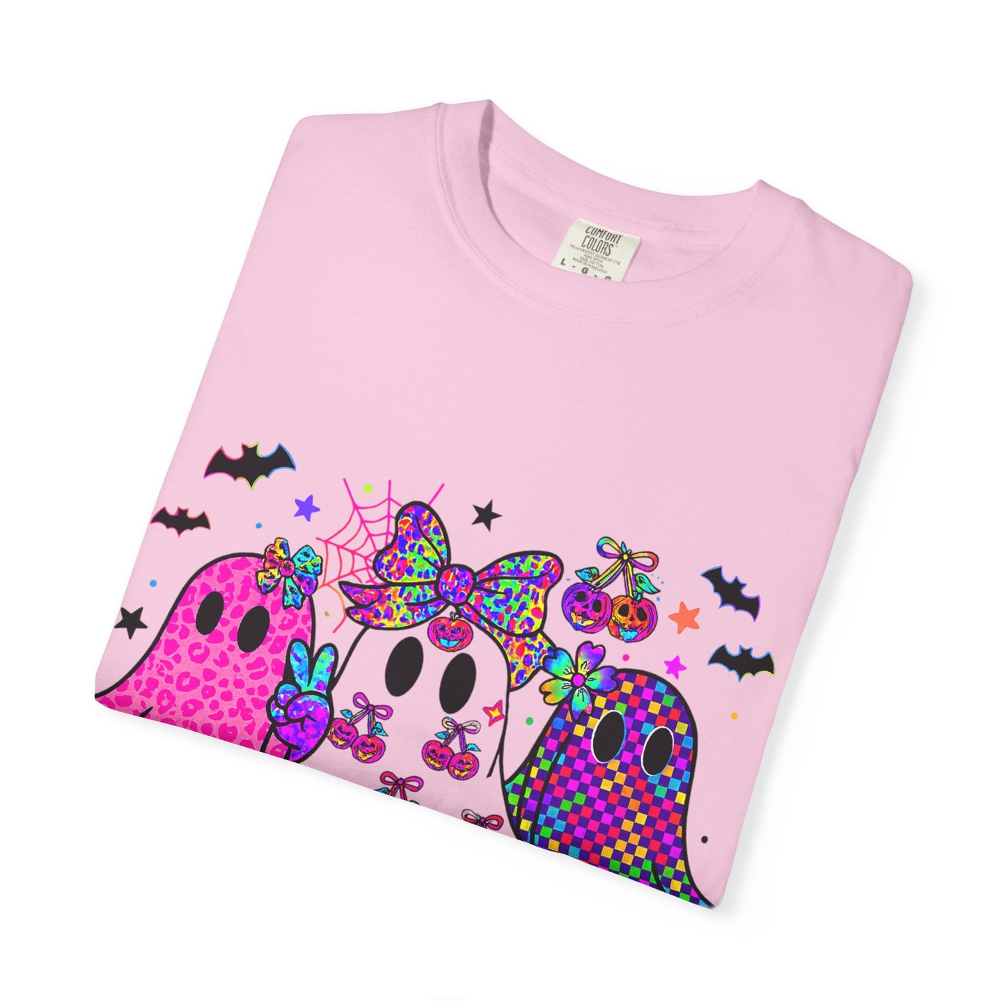 Colorful Ghost-Themed Unisex T-Shirt, Spooky Tee, Halloween Apparel, Festival Shirt, Gift for Ghost Lovers, Fun Casual Wear