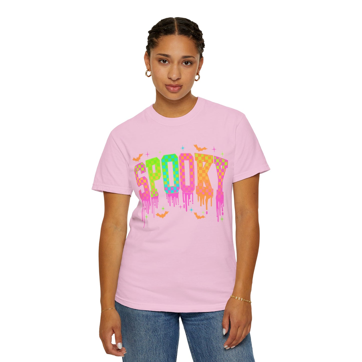 Colorful Neon Checkered Spooky T-Shirt