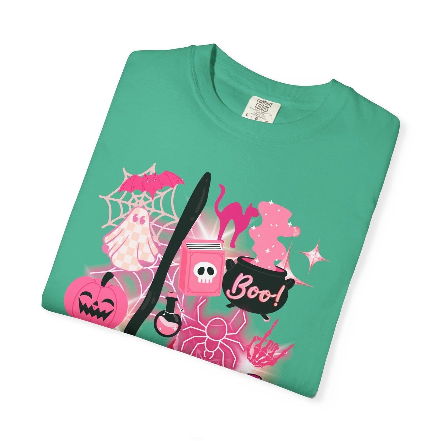 Pink Halloween-Themed Unisex T-shirt, Spooky Shirt, Ghostly Apparel, Boo T-shirt, Fall Fashion, Halloween Costume Top