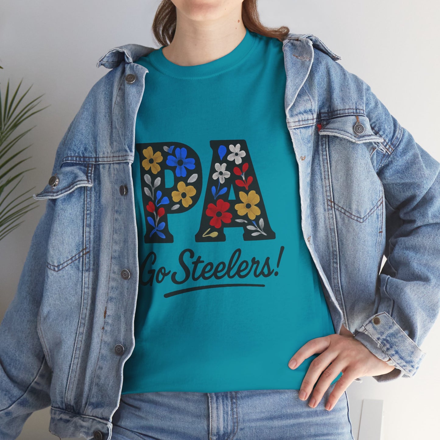 Sports Fan Tee - Floral PA Go Steelers Unisex Heavy Cotton Tee