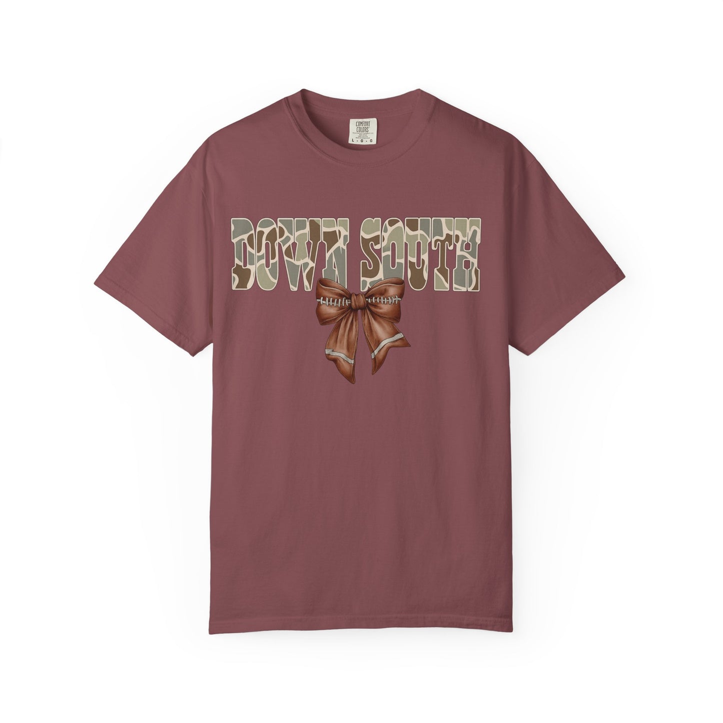 Camo Bow Graphic Tee - Trendy Apparel for Casual Outings and Birthdays