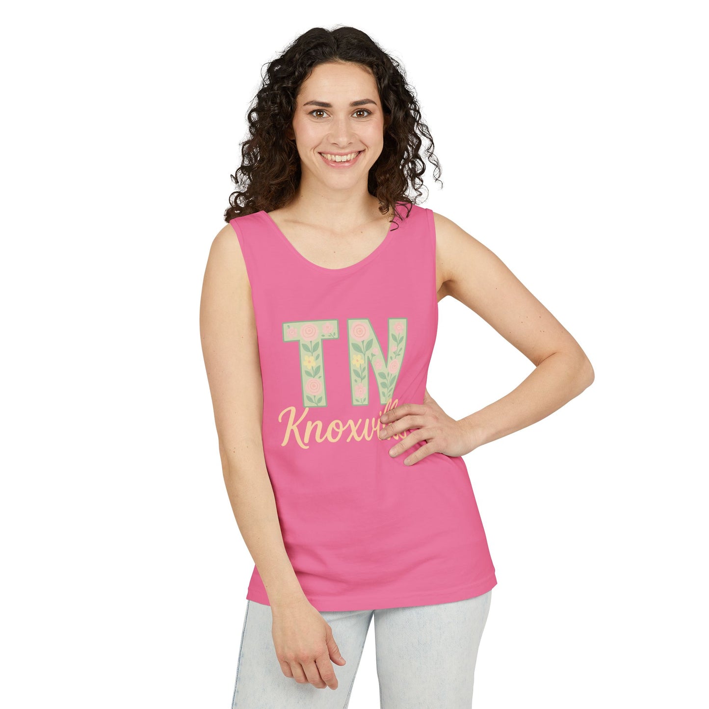 Tennessee Floral Tank Top, Unisex Sleeveless Shirt, Summer Tee, Casual Wear, Gift for Her, Comfort Colors, Graduation Gift, Rocky Top