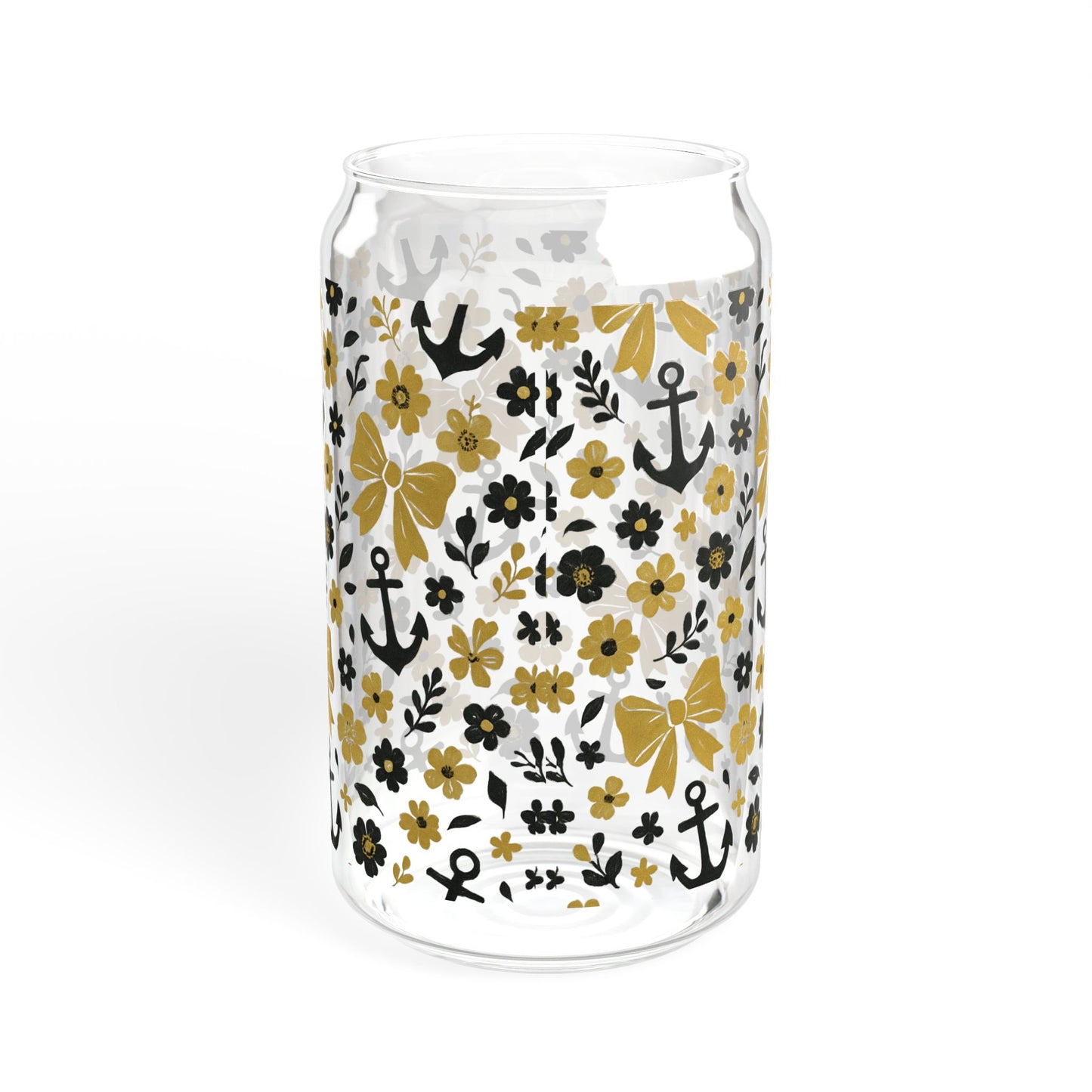 Vandy Floral Anchor Sipper Glass, 16oz Drinkware, Tennessee game day, Nashville tn gift, Vandy fan gift, Vandy alumni, graduation gift, college student gift