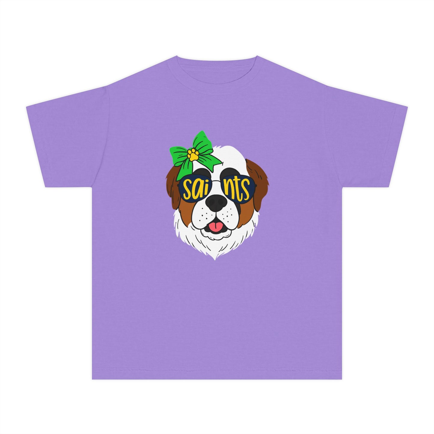 Saints Dog Youth Tee, Cute Puppy T-Shirt, Pet Lover Gift, Casual Wear, Birthday, Family Reunion, Dog Show
