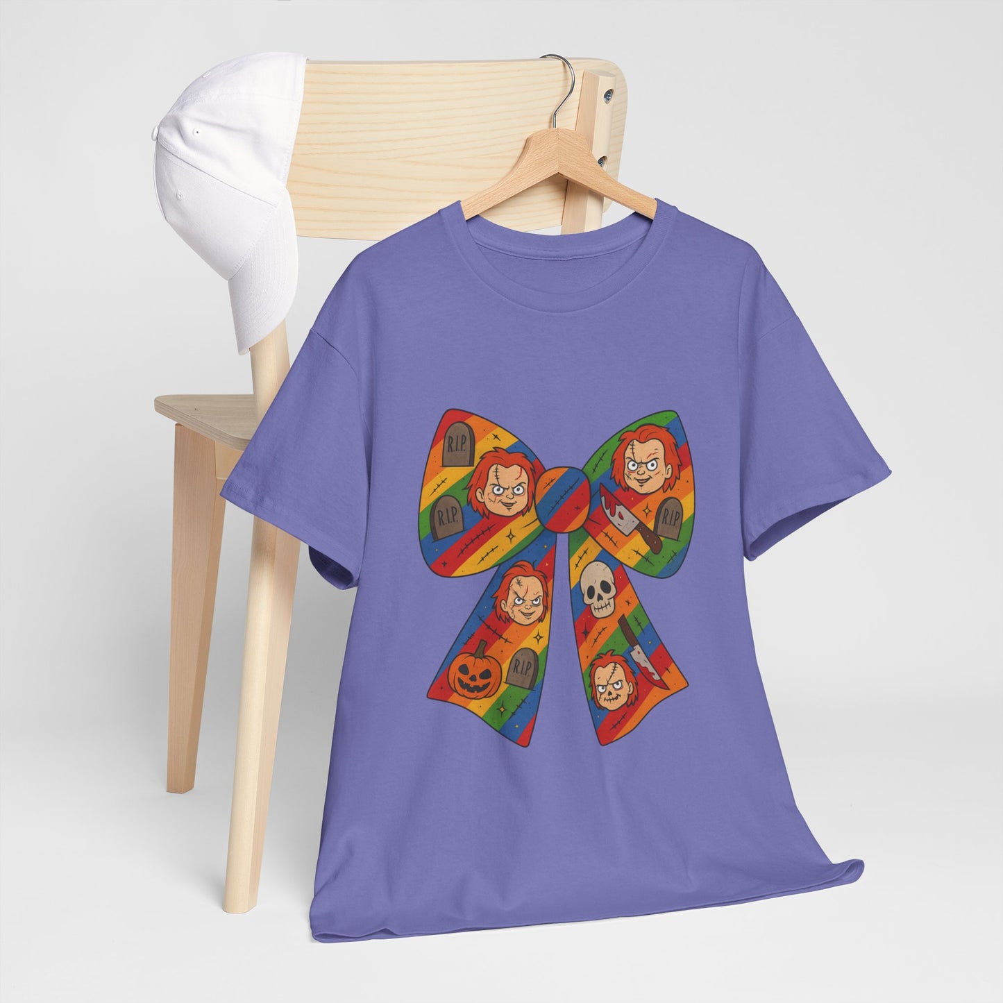 Colorful Halloween Bow Tee, Fun Costume T-Shirt, Halloween Party Shirt, Unisex Graphic Tee, Cozy Everyday Wear, Unique Gift Idea