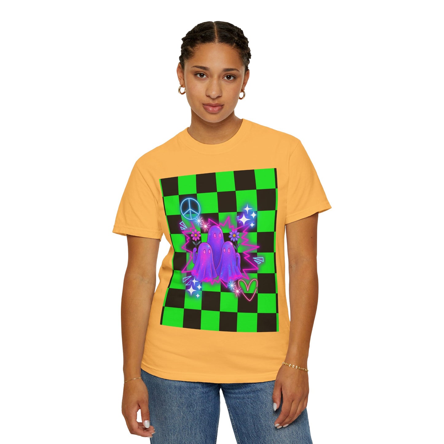 Vibrant Ghost Graphic Tee, Unisex T-shirt, Retro Vibe Shirt, Perfect for Halloween, Party Wear, Casual Style, Unique Gift