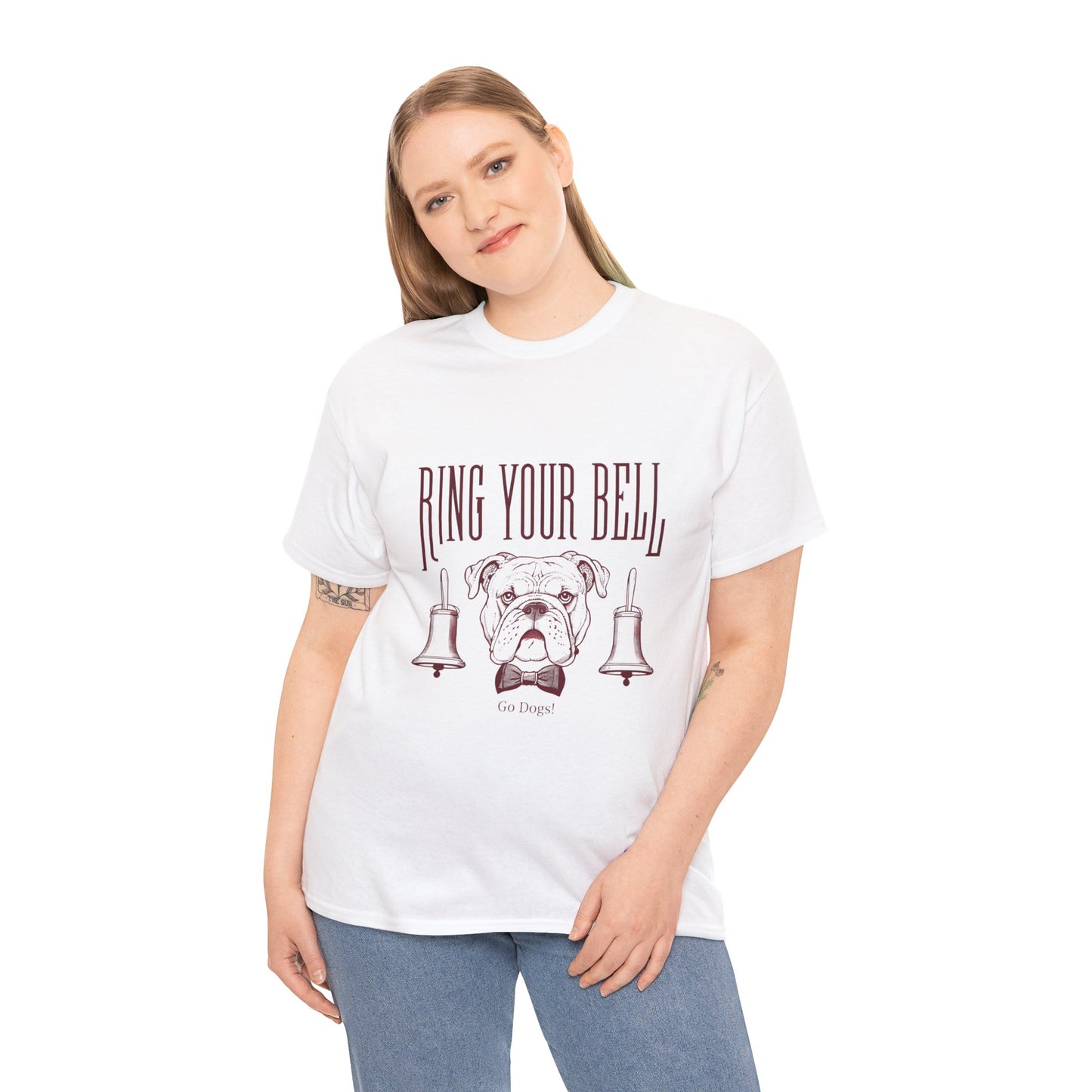 Dog Lover's Unisex Heavy Cotton Tee | 'Ring Your Bell' Shirt, Bulldog Tee, Pet Owner Gift, Funny Dog Apparel, Casual Wear