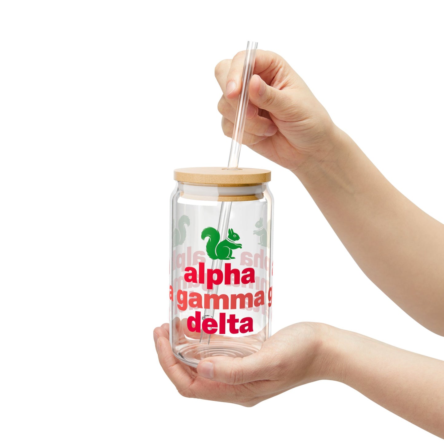 AGD Sipper Glass 16oz - Personalized Gift for Sorority, Eco-Friendly Drinkware, Party Favor, Summer Sips, College Life