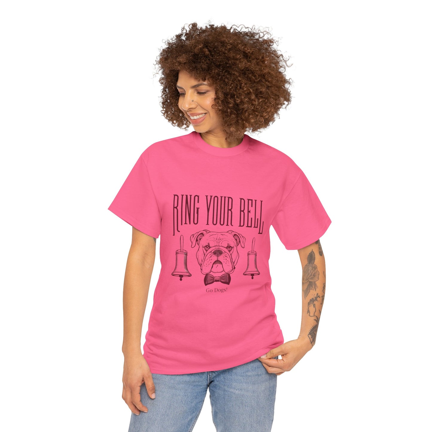Dog Lover's Unisex Heavy Cotton Tee | 'Ring Your Bell' Shirt, Bulldog Tee, Pet Owner Gift, Funny Dog Apparel, Casual Wear