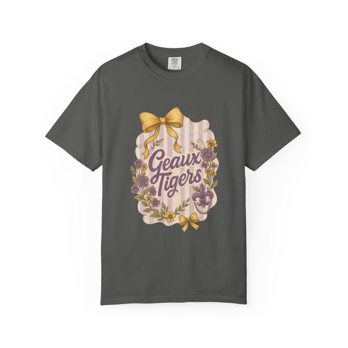 Geaux Tigers Floral T-Shirt, Unisex Casual Tee, Game Day Apparel, Spring Outfit, LSU Fan Gear