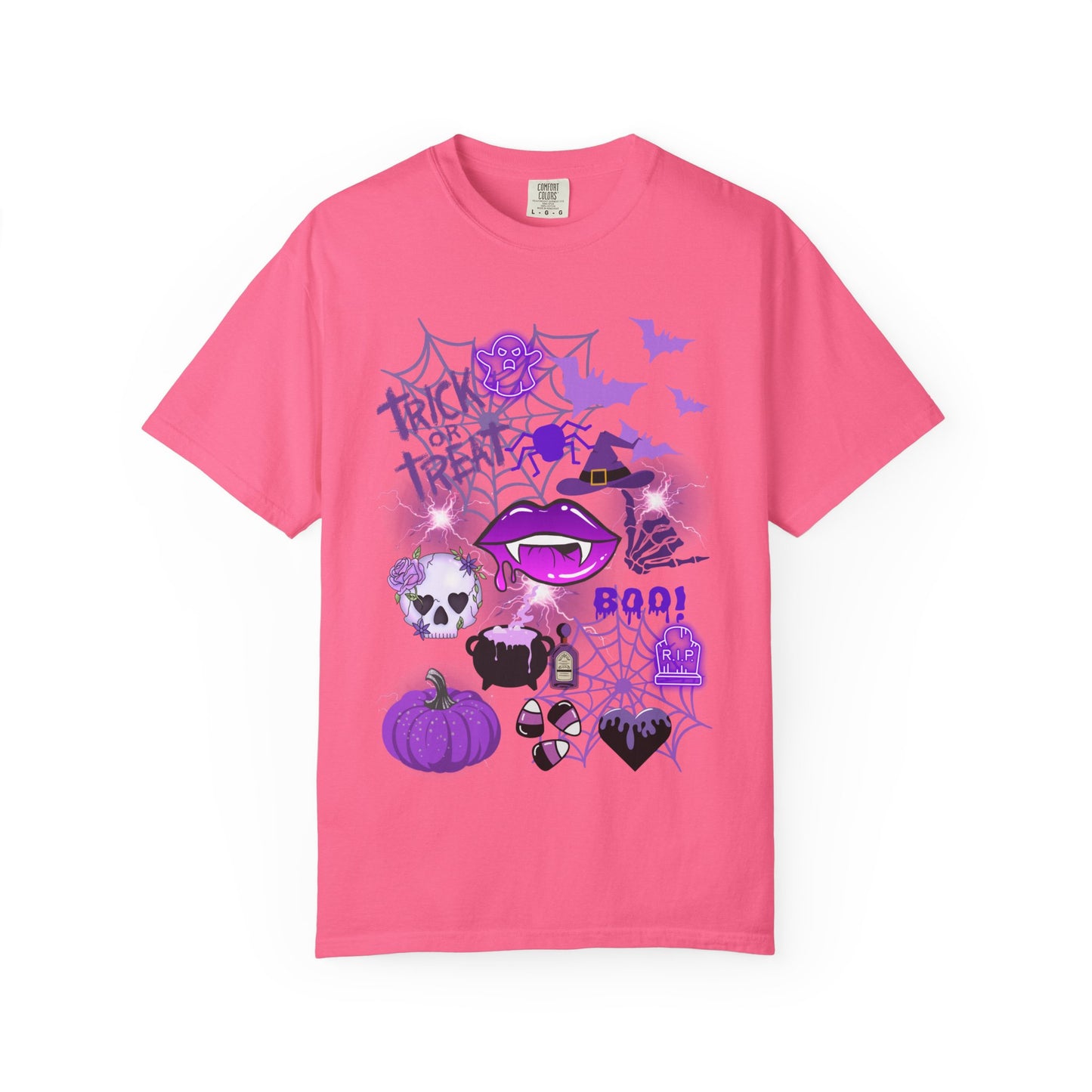Spooky Purple Vibes Halloween Graphic T-Shirt, Fun Unisex Tee for Spooky Season, Trick or Treat, Boo! Shirt, Halloween Party Wear, Gift Idea