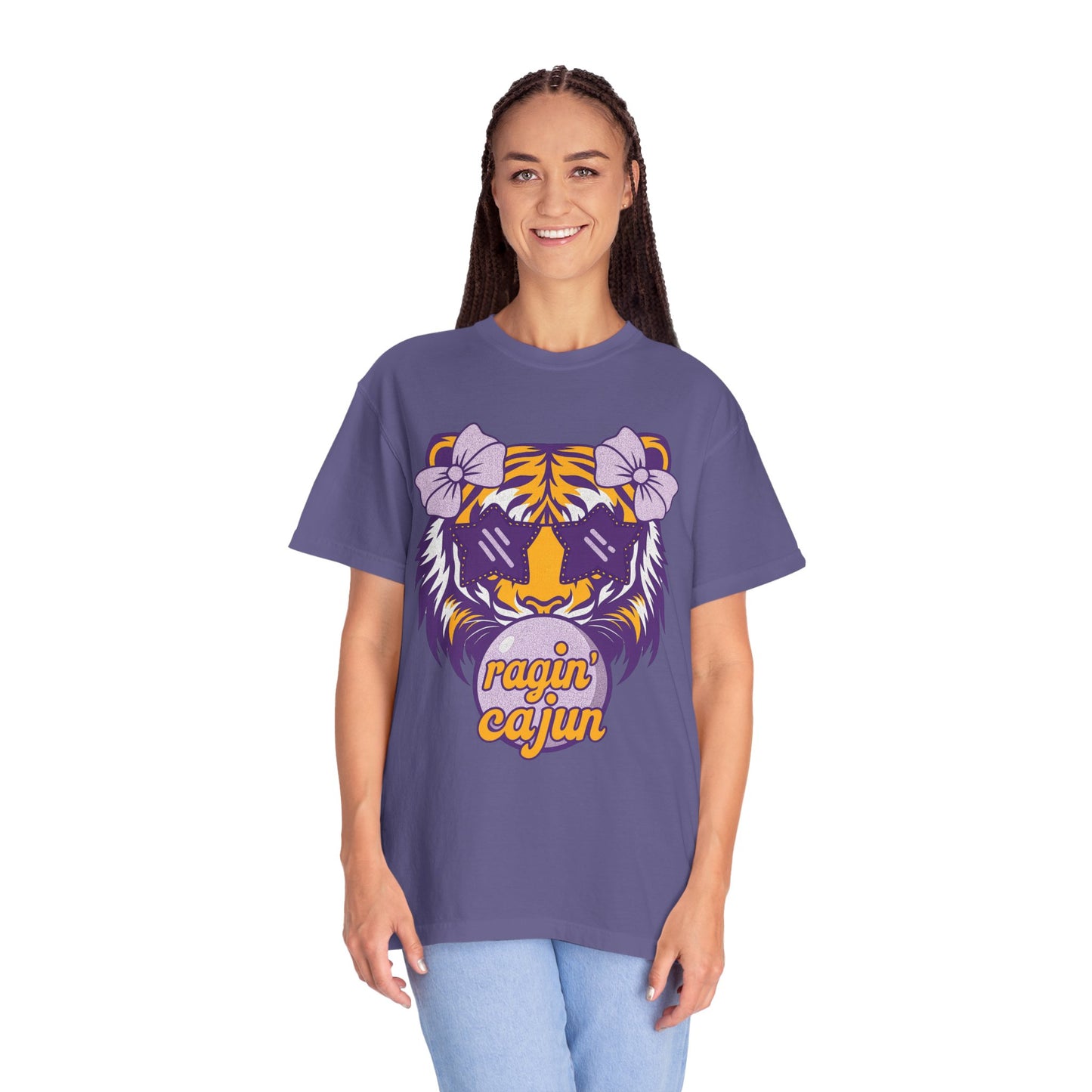 Ragin Cajun Bow Bubble Tiger T-Shirt - Casual Wear and Gift for Animal Lovers