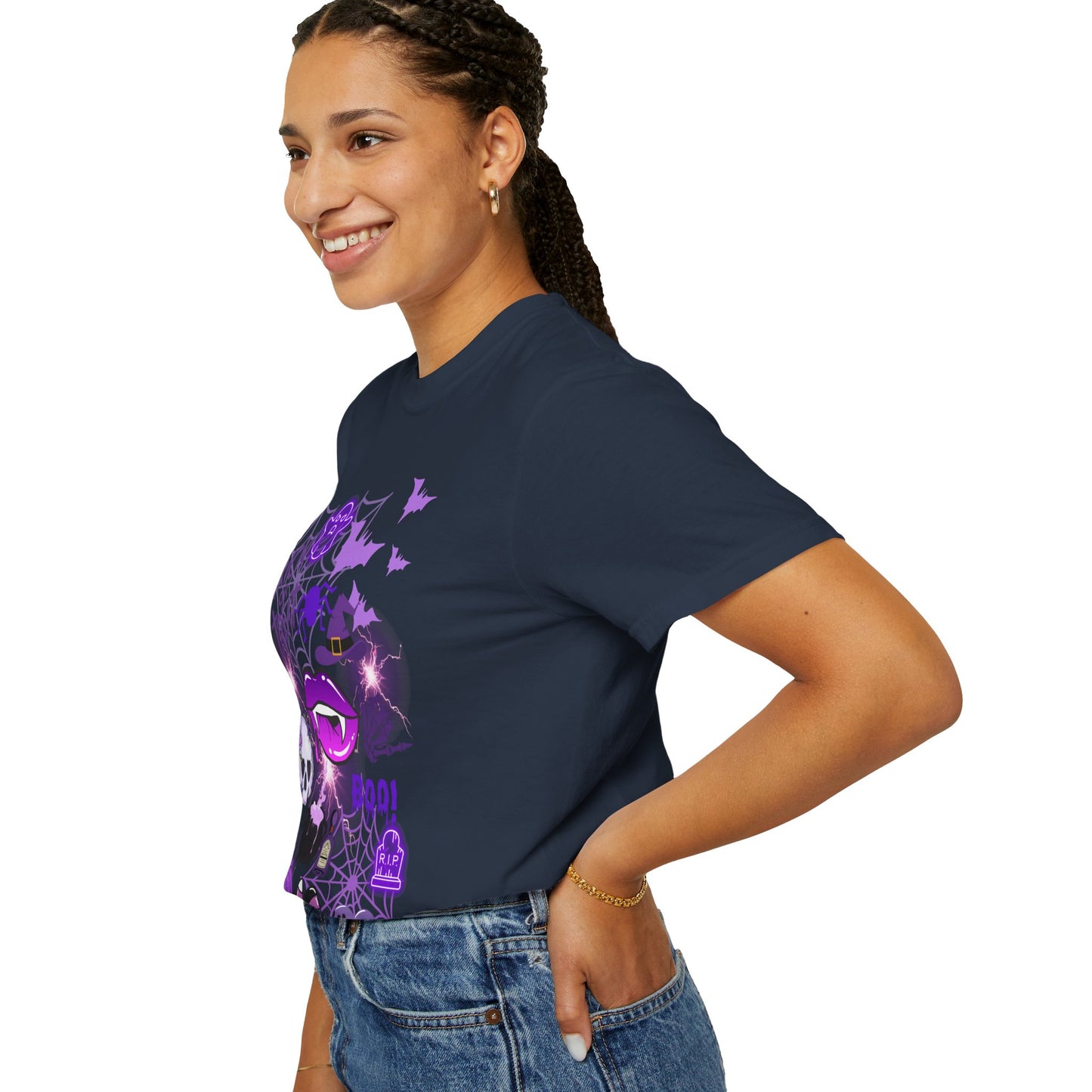Spooky Purple Vibes Halloween Graphic T-Shirt, Fun Unisex Tee for Spooky Season, Trick or Treat, Boo! Shirt, Halloween Party Wear, Gift Idea