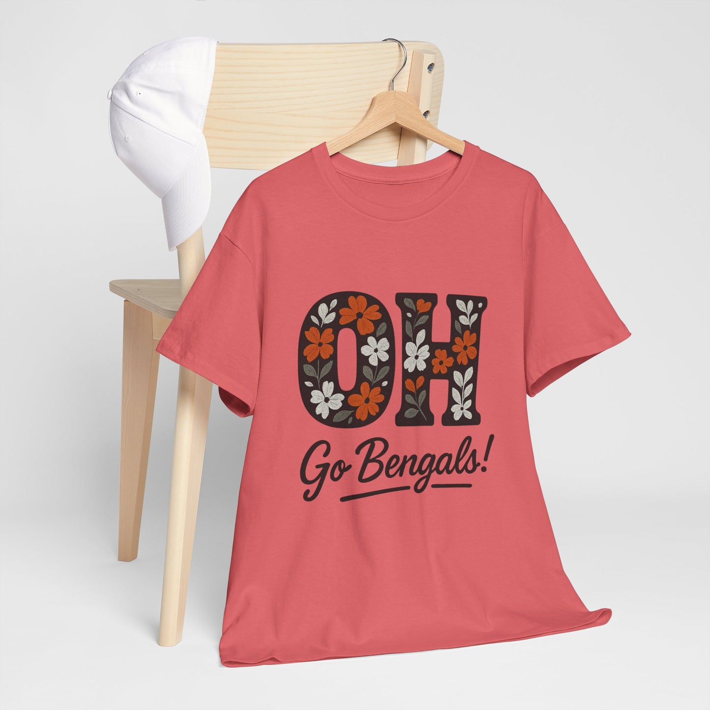Bengals Floral Tee - Unisex Heavy Cotton