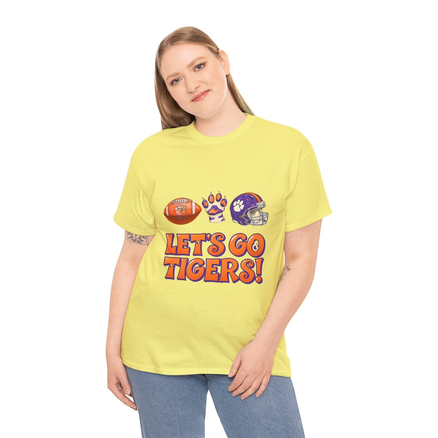 Unisex Heavy Cotton Tee - Let's Go Tigers! Sports Fan Tee, Game Day Shirt, Tailgate Apparel, Team Pride Top, College Football Gear