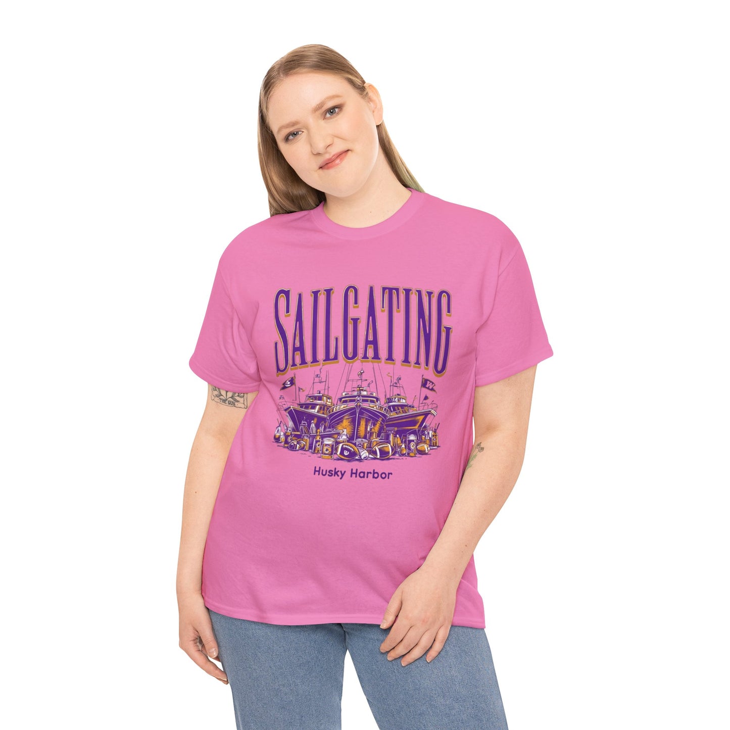 Sailgating Tee - Washington Huskies Unisex Heavy Cotton Shirt