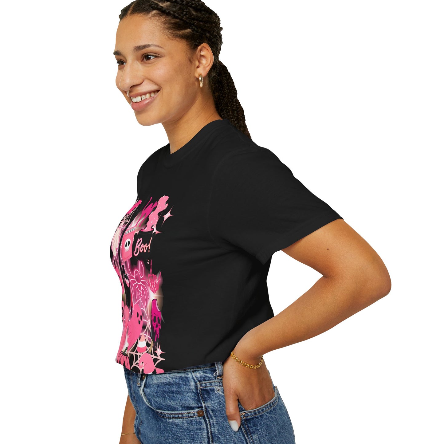 Pink Halloween-Themed Unisex T-shirt, Spooky Shirt, Ghostly Apparel, Boo T-shirt, Fall Fashion, Halloween Costume Top