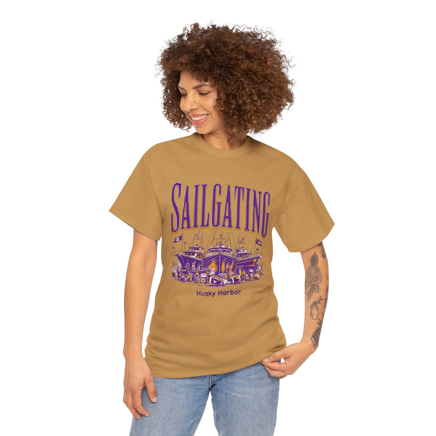 Sailgating Tee - Washington Huskies Unisex Heavy Cotton Shirt