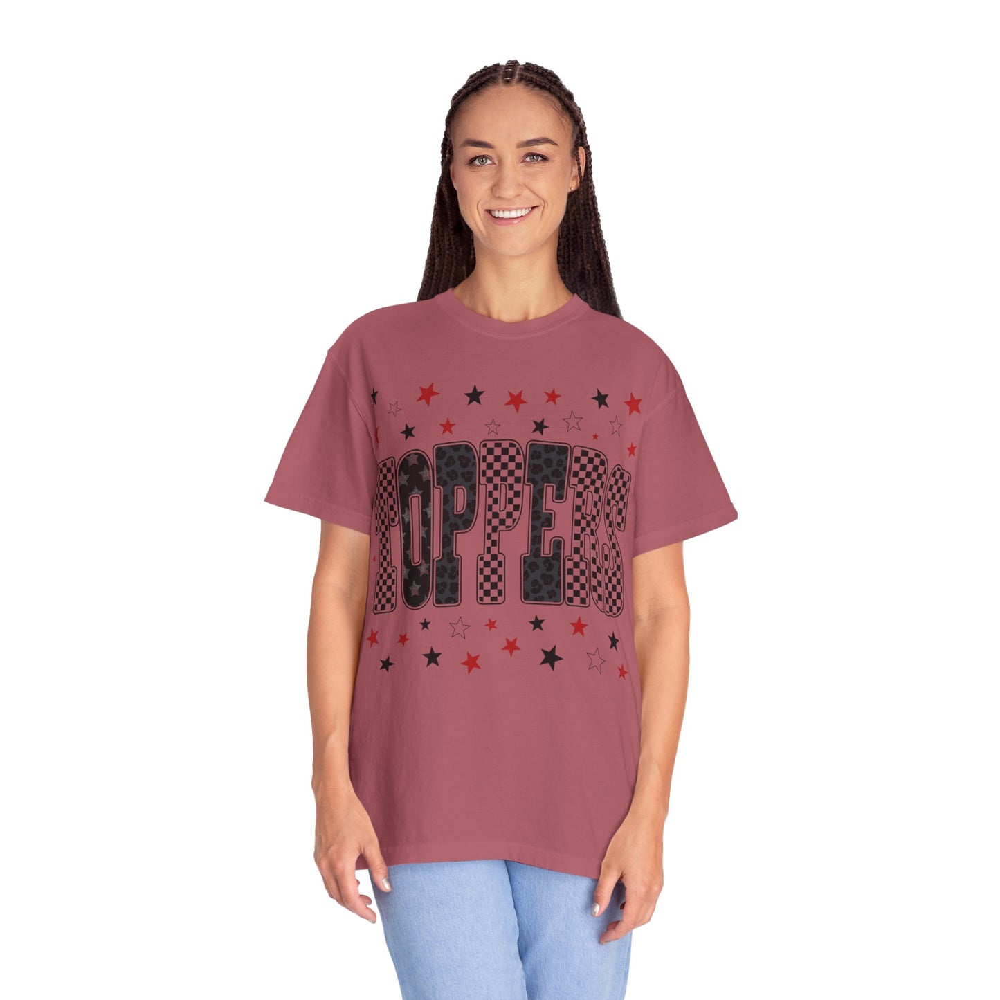 Topper Star and Checker Pattern Graphic Tee