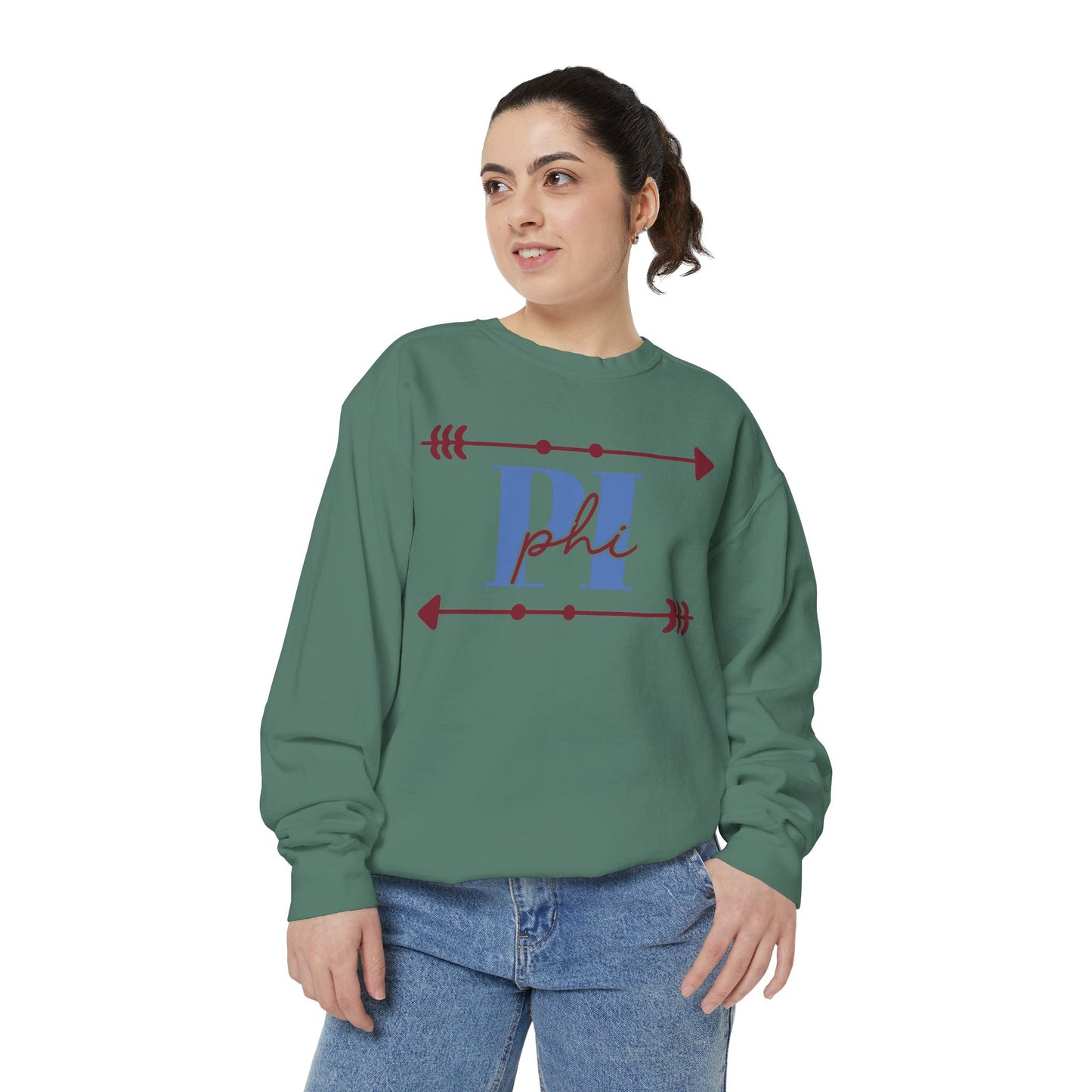 Phi Garment-Dyed Sweatshirt - Cozy Casual Unique Gift College Apparel Graduation Outfit
