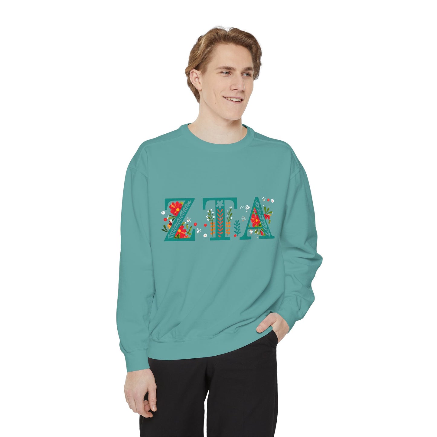 Floral ZTA Unisex Sweatshirt - Cozy Sweater for Sorority Sisters, Perfect Gift, Casual Wear, Spring Outfits, College Apparel