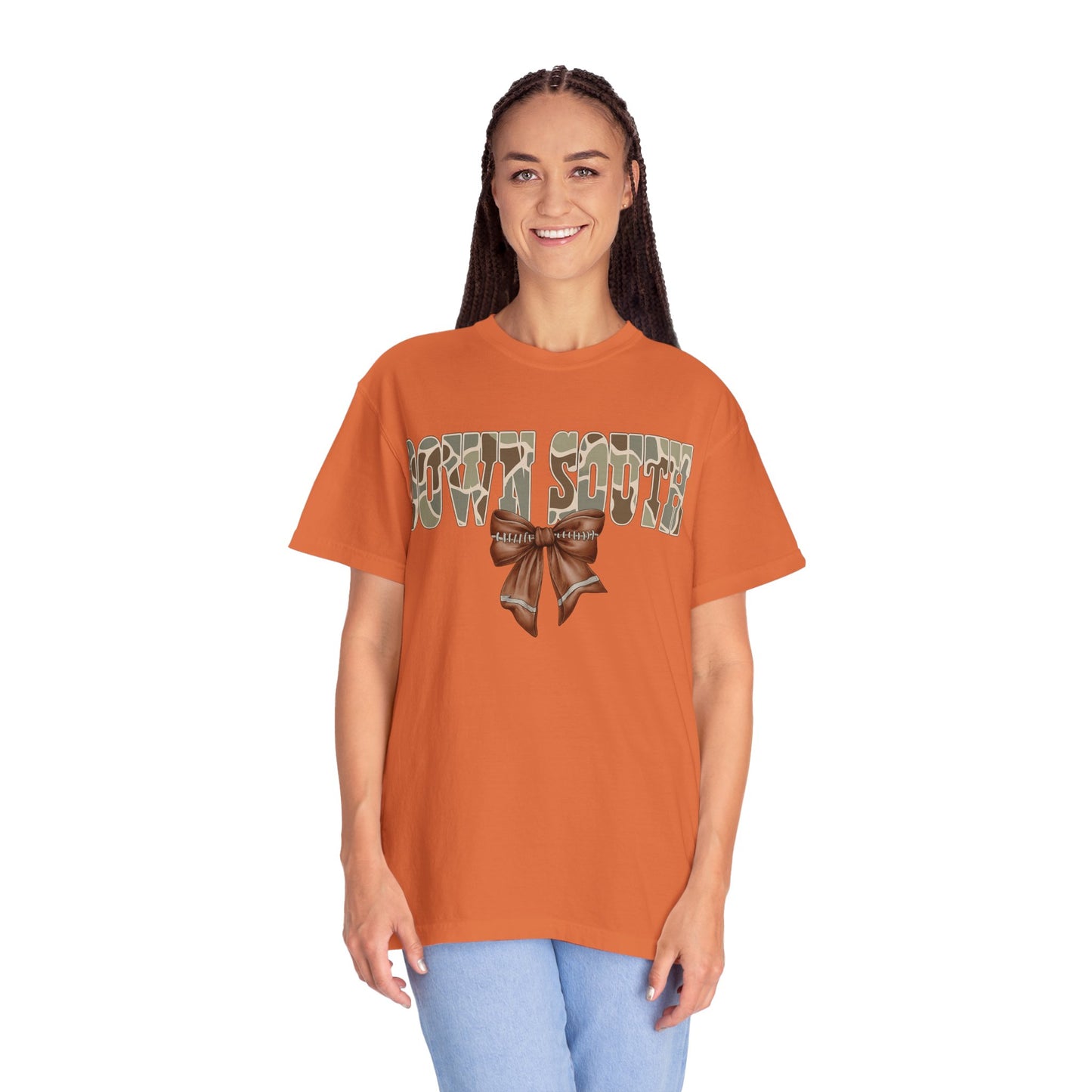 Camo Bow Graphic Tee - Trendy Apparel for Casual Outings and Birthdays