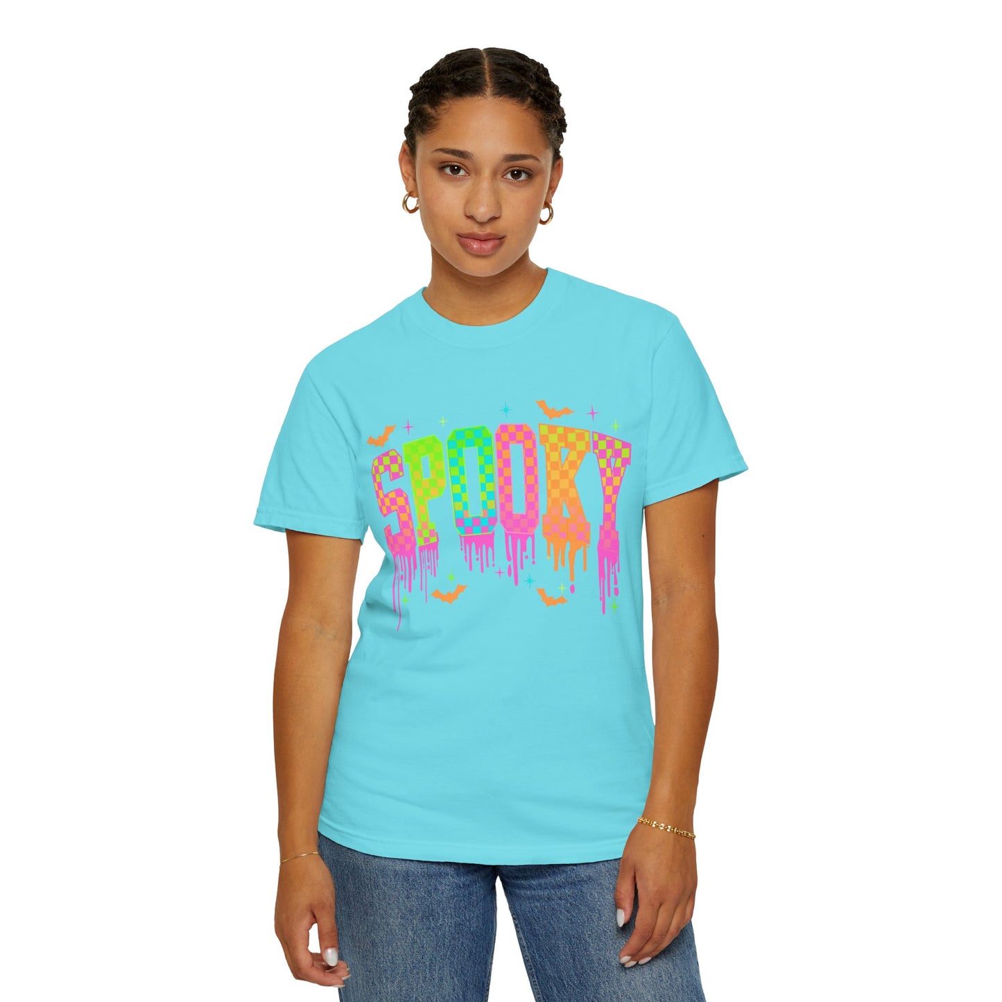 Colorful Neon Checkered Spooky T-Shirt