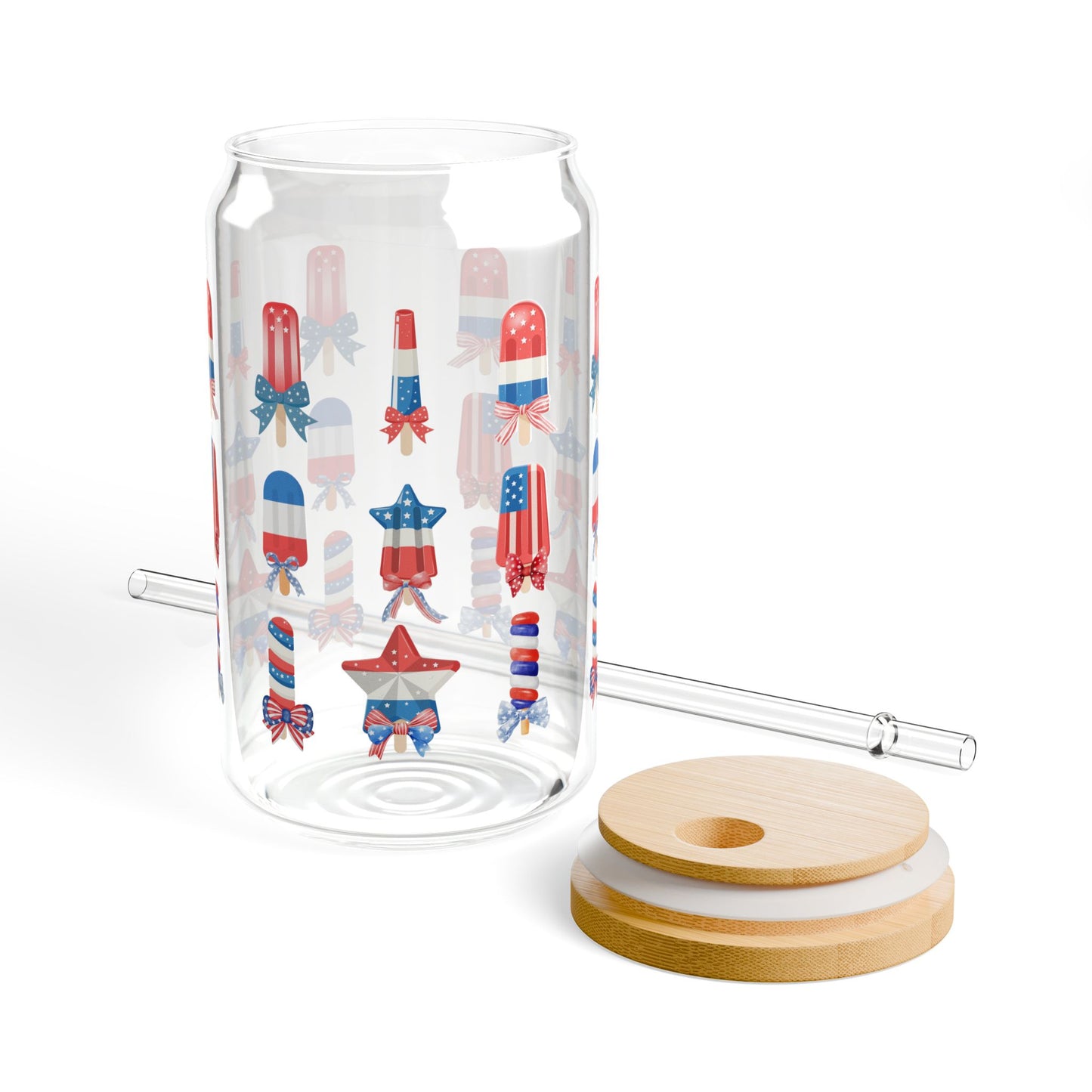 Patriotic Sipper Glass, 16oz - Summer BBQ Drinkware, 4th of July Decorations, Reusable Beverage Container, Fun Party Accessory, Unique [...]