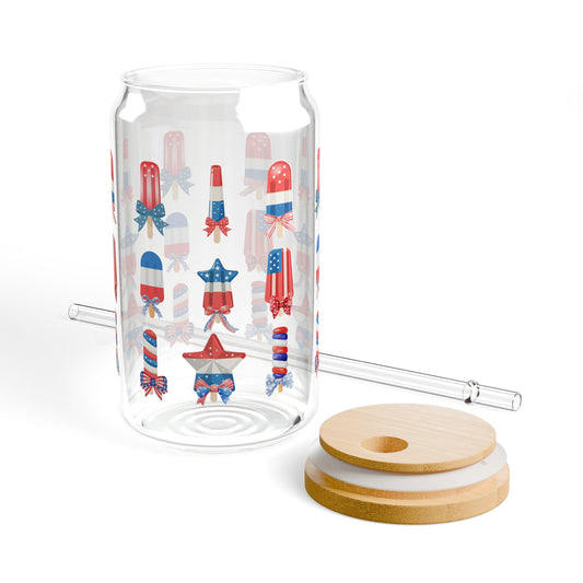 Patriotic Sipper Glass, 16oz - Summer BBQ Drinkware, 4th of July Decorations, Reusable Beverage Container, Fun Party Accessory, Unique [...]