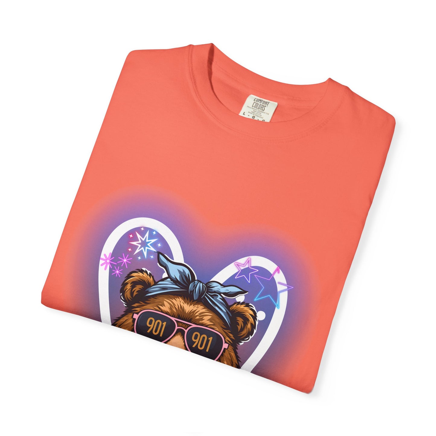 Neon Memphis Bear Graphic T-Shirt, Unisex Fashion Tee, Trendy Apparel, Memphis Grizz, 901 Memphis, Retro Design, Comfort Colors, Memphis Basketball Fan