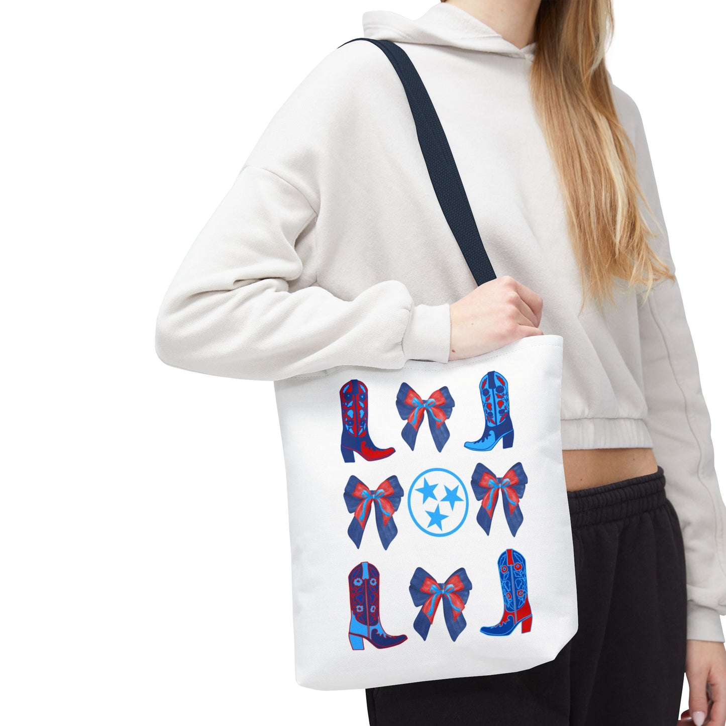 Tote Bag - Tennessee Titans Coquette Bow Design - Titan Up NFL Game Day Gift Nashville TN