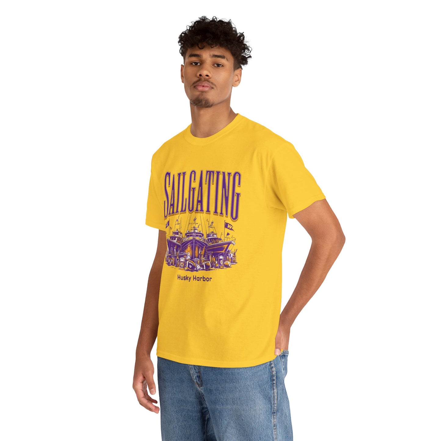 Sailgating Tee - Washington Huskies Unisex Heavy Cotton Shirt