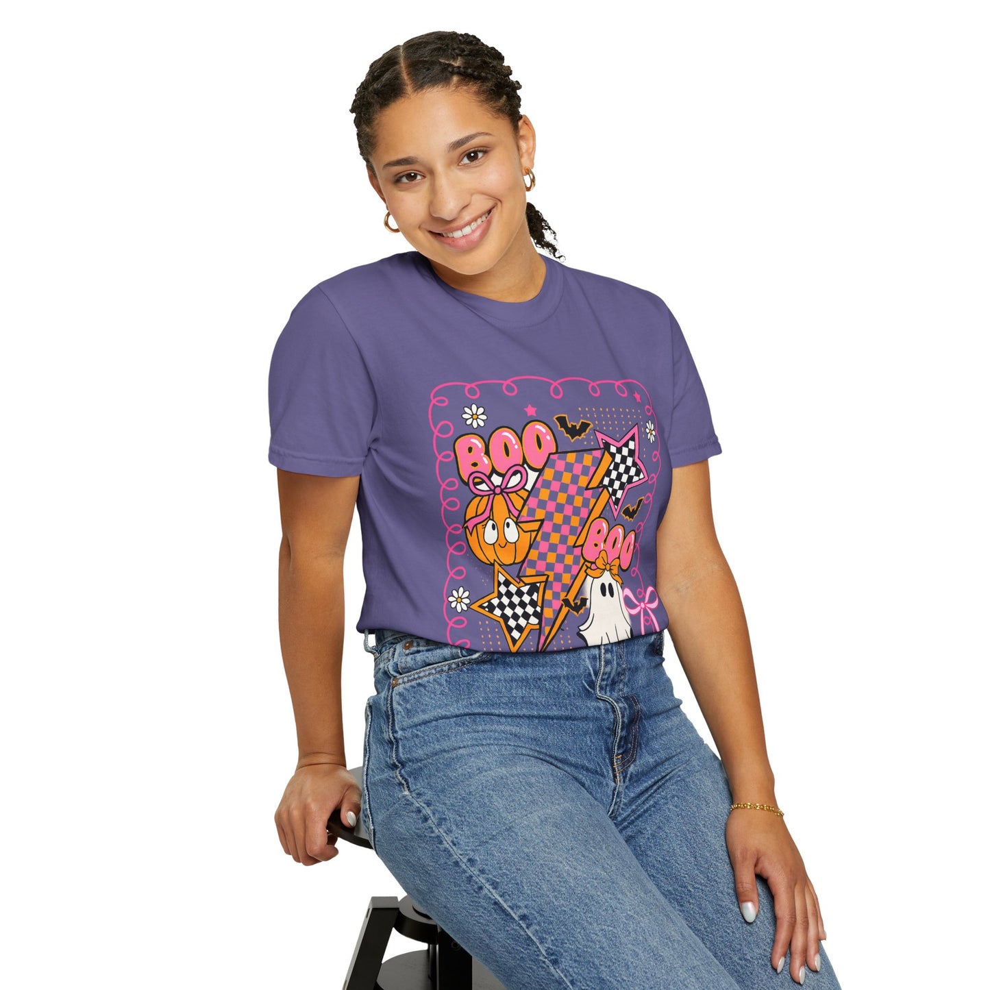 Retro Design Orange & Pink Unisex Halloween T-Shirt