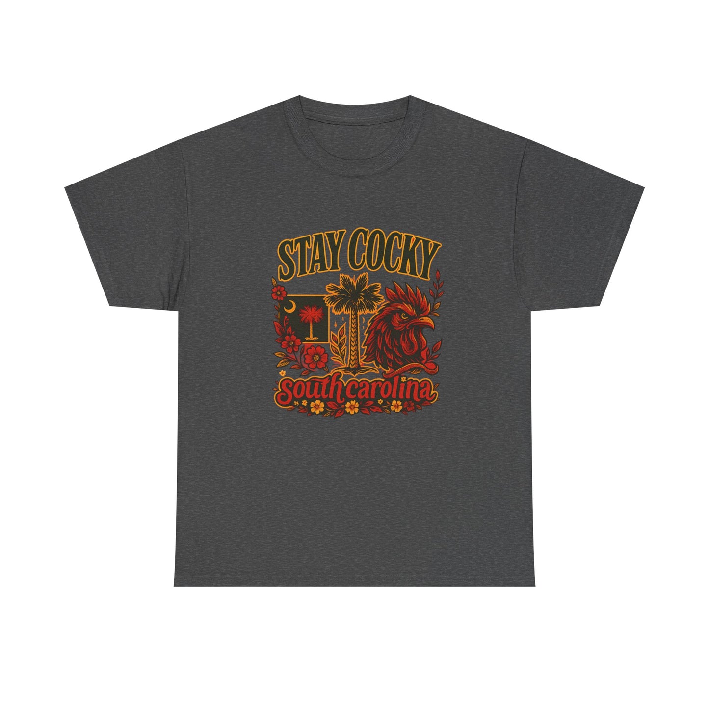 Stay Cocky Unisex Heavy Cotton Tee, Casual Graphic Tee, South Carolina Pride Shirt, Fun Vacation Wear, Perfect Gift for Gamecocks Fans