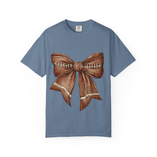 Football Bow T-Shirt: Unisex Casual Wear for Game Day Apparel